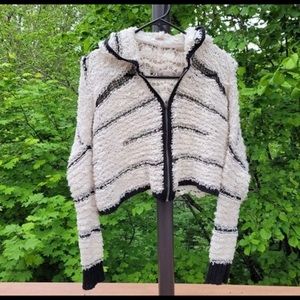 Free People Crop Baggy Zip Stripe Hoodie